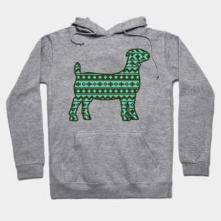 Show Boer Goat with Green Southwest Aztec Pattern Hoodie